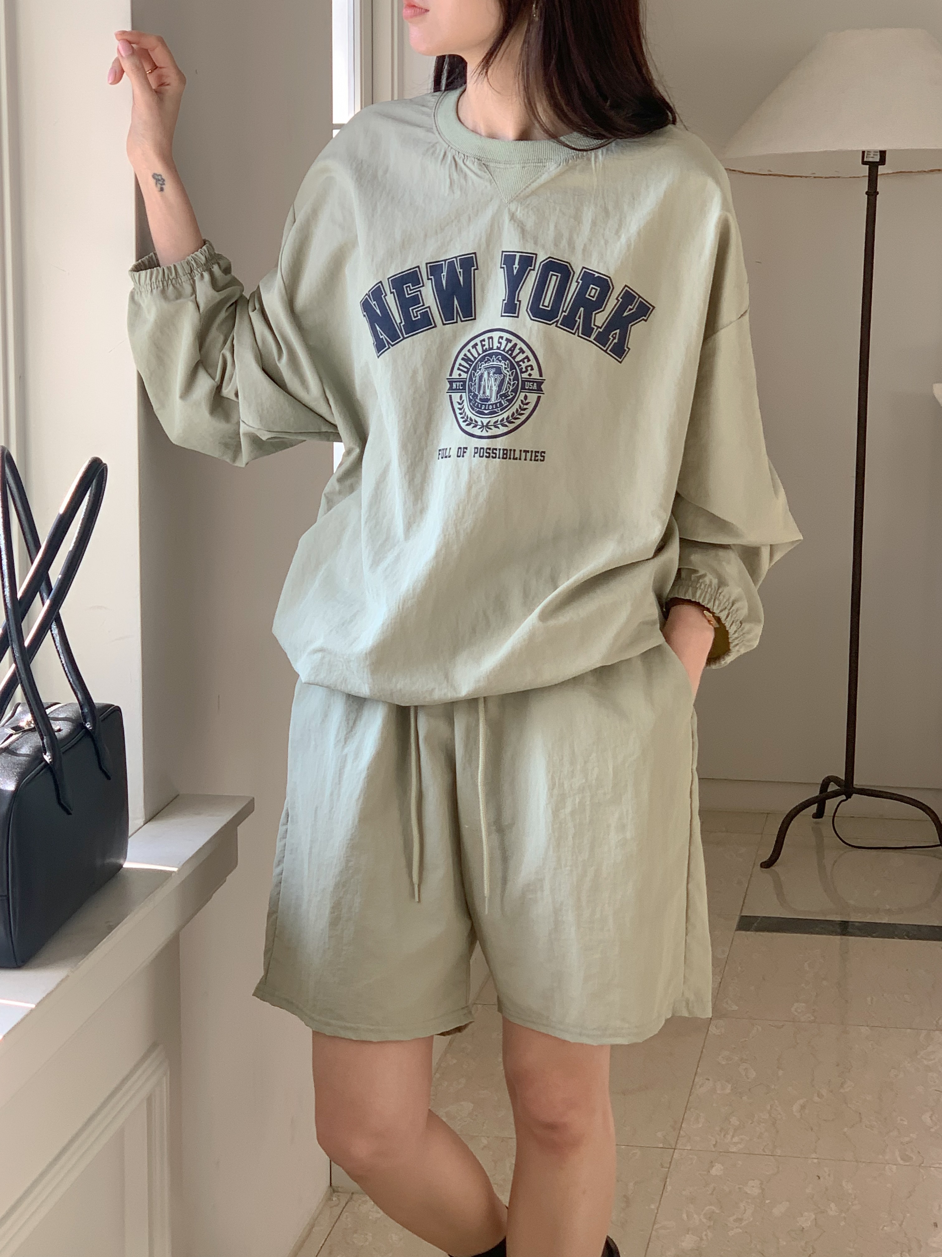 NEW YORKナイロンスウェット&ドロストショートパンツSET | 詳細画像2