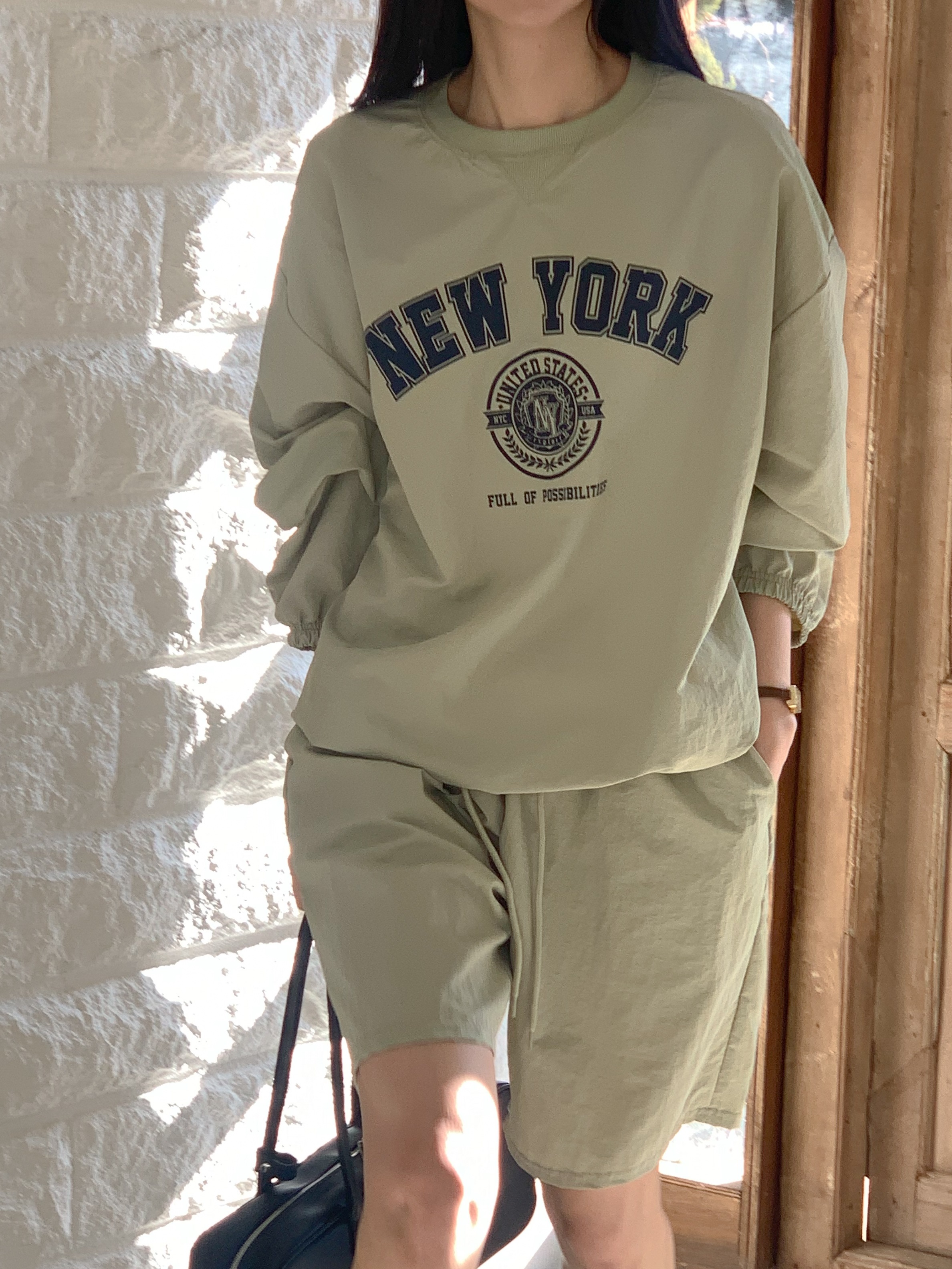NEW YORKナイロンスウェット&ドロストショートパンツSET | 詳細画像3