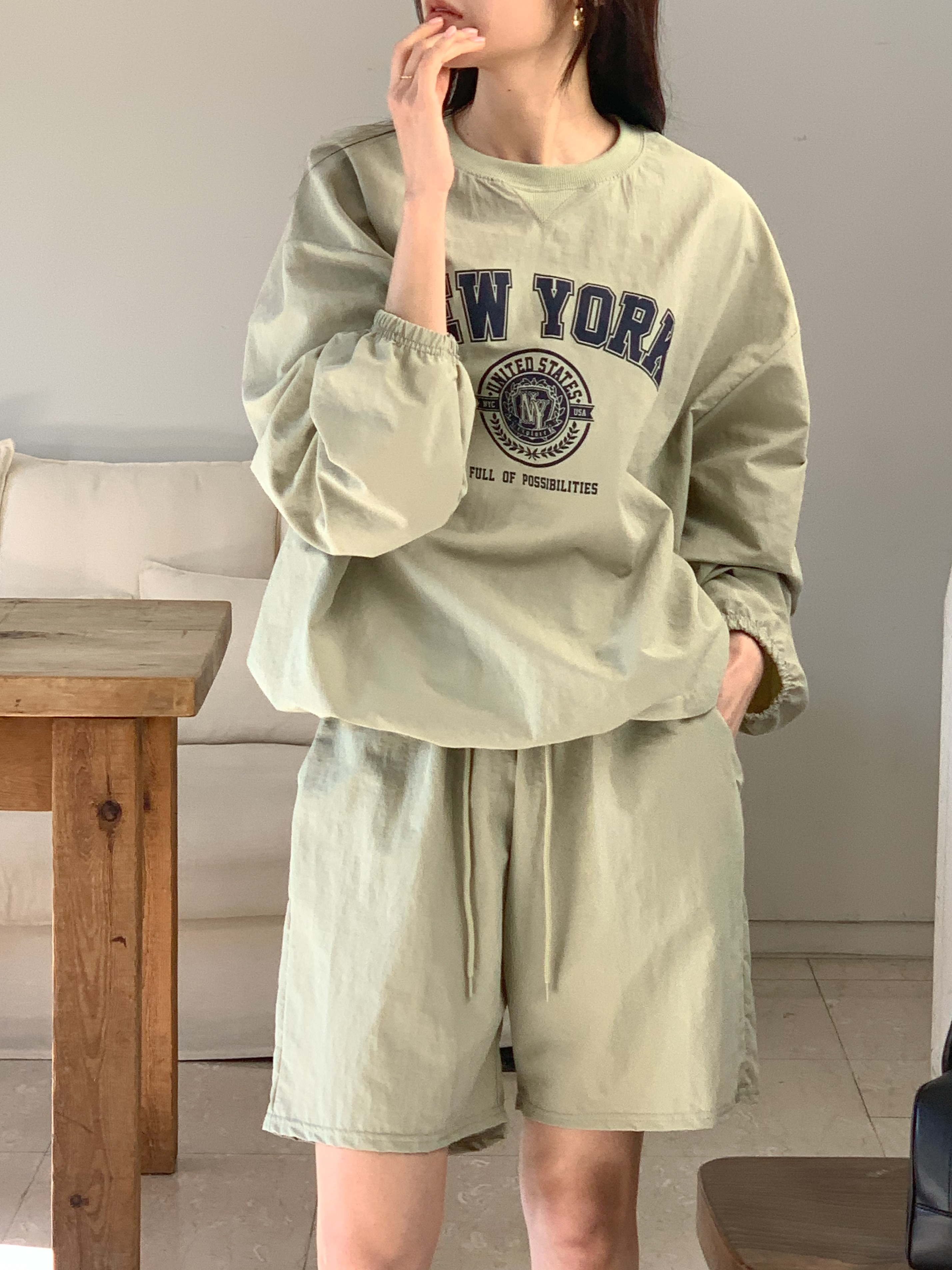 NEW YORKナイロンスウェット&ドロストショートパンツSET | 詳細画像5