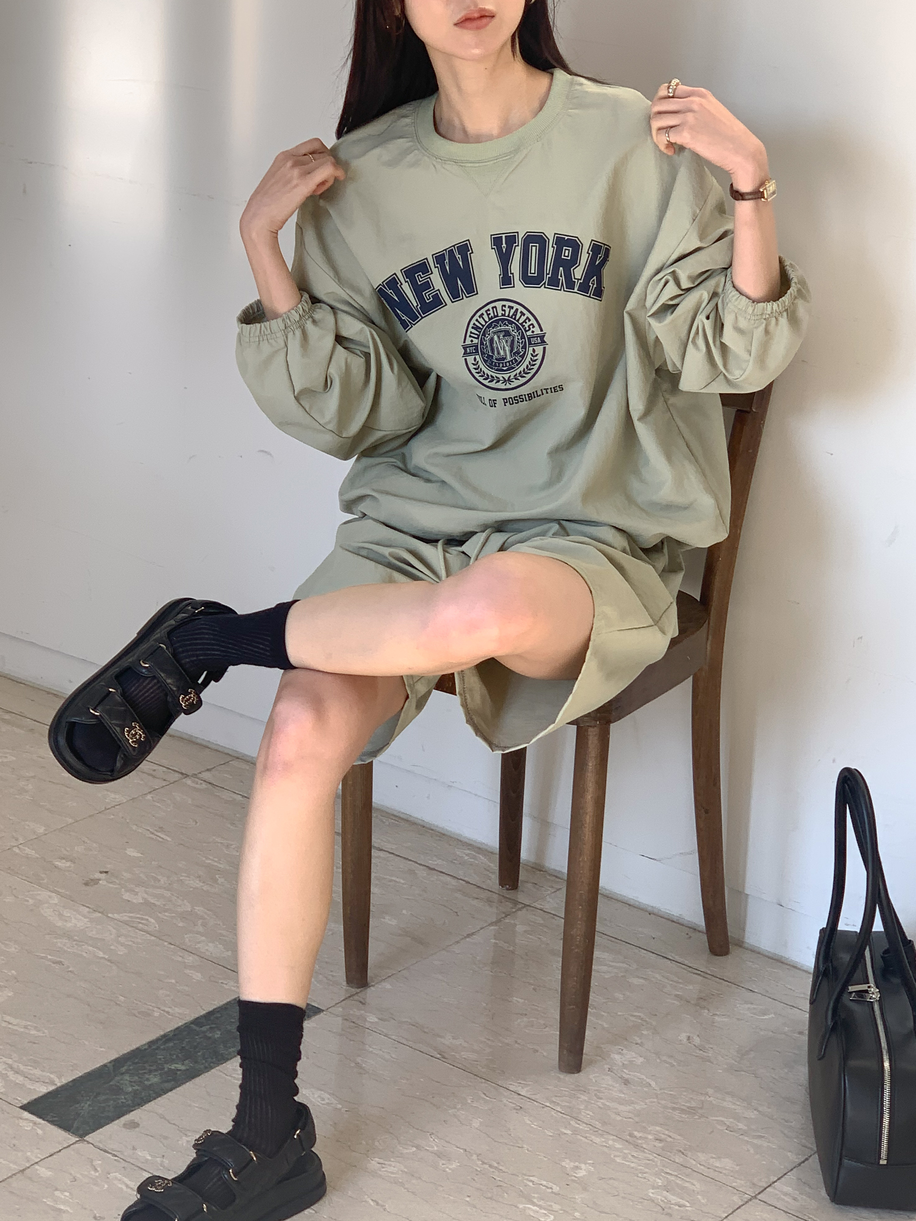 NEW YORKナイロンスウェット&ドロストショートパンツSET | 詳細画像6