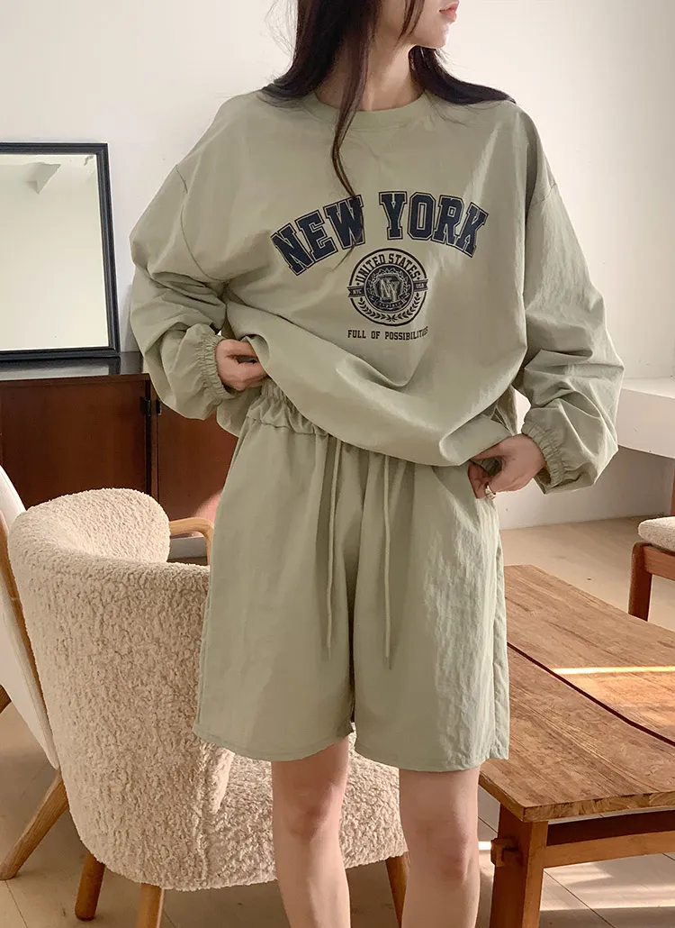NEW YORKナイロンスウェット&ドロストショートパンツSET | 詳細画像1