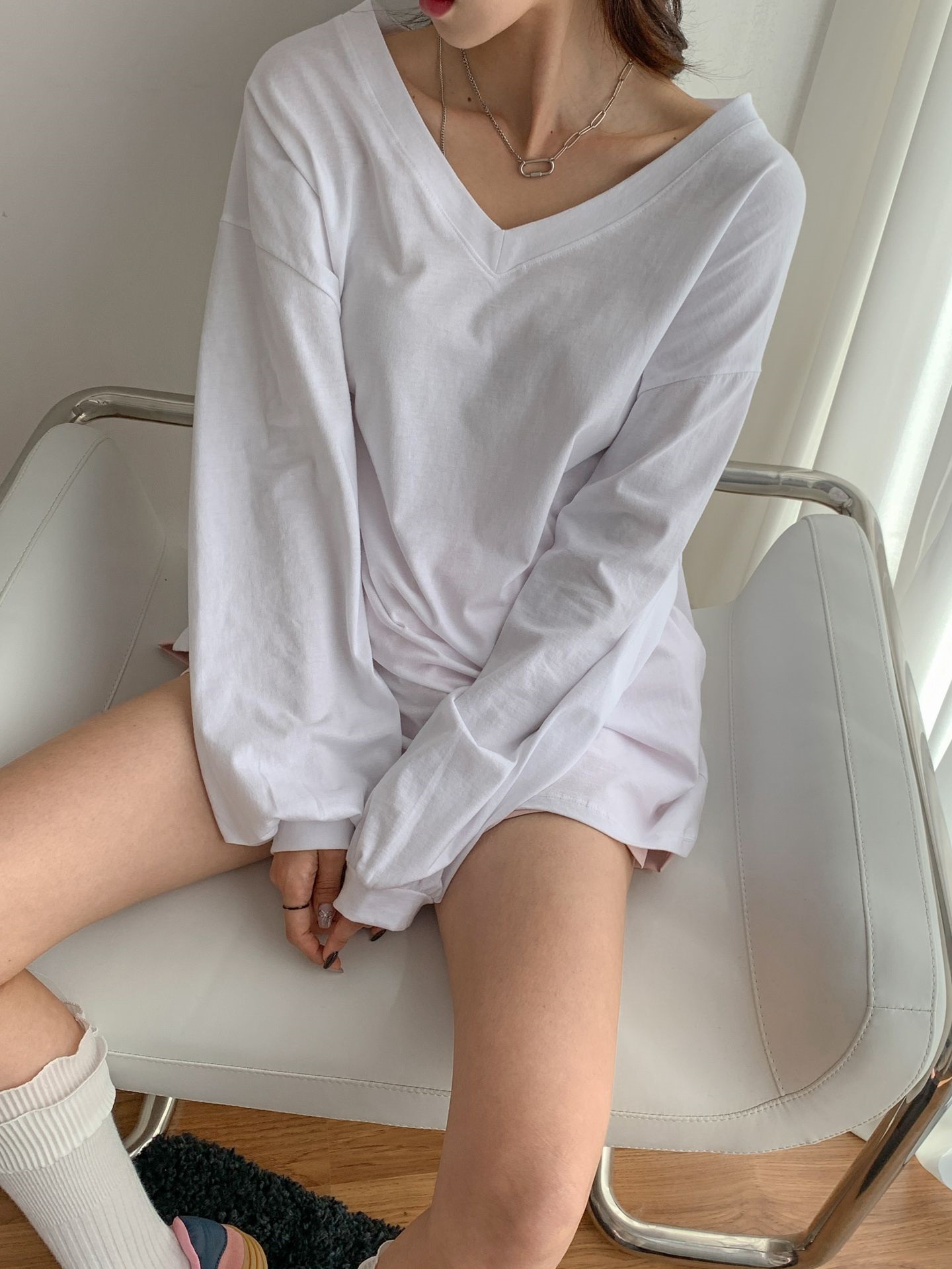 2WAYルーズVネックロングTシャツ | 詳細画像6