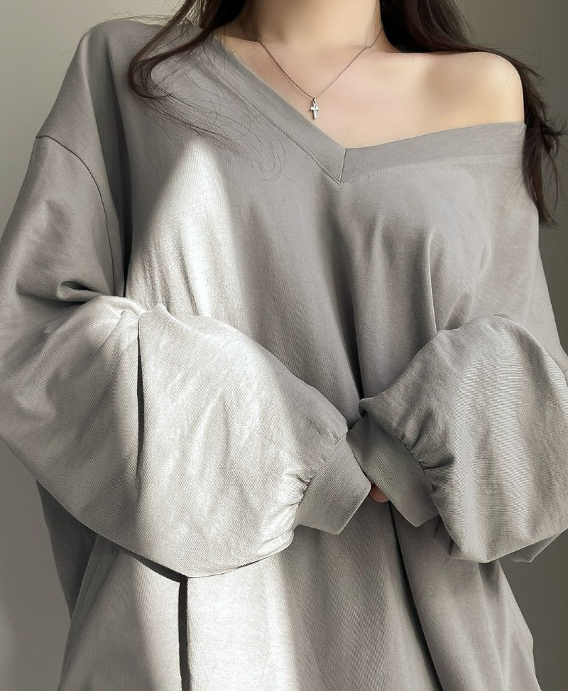 2WAYルーズVネックロングTシャツ | 詳細画像7