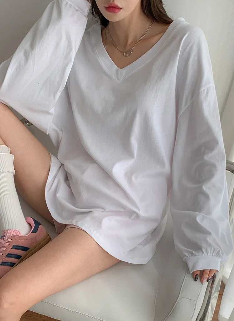 2WAYルーズVネックロングTシャツ | 詳細画像1