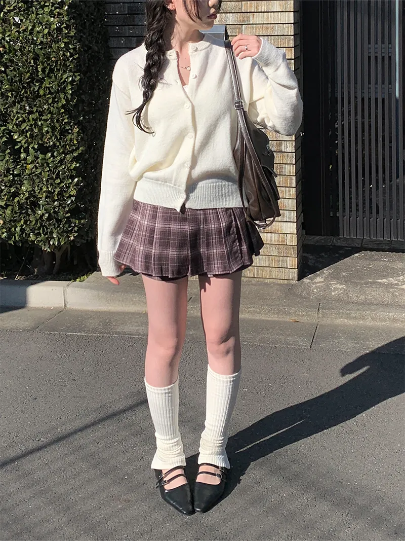 プリーツチェックAラインスカートパンツ | anyonemore | 詳細画像1