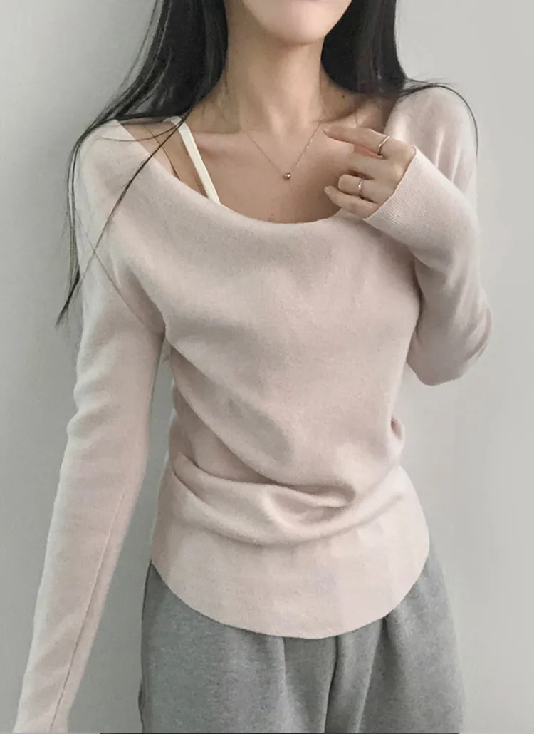 オフショルレイヤード風スリムニット | lilisense | 詳細画像1