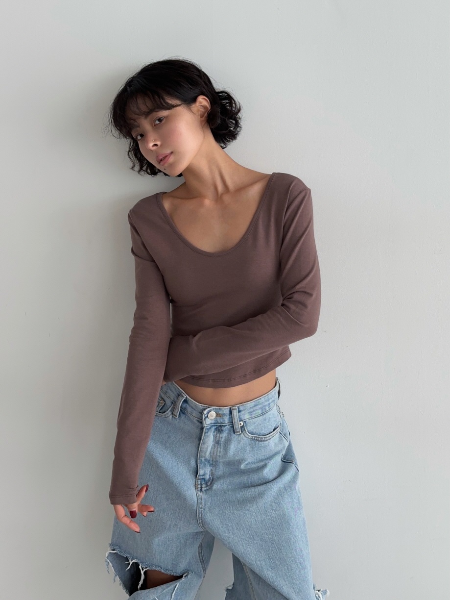 モダール混UネッククロップドTシャツ | 詳細画像10
