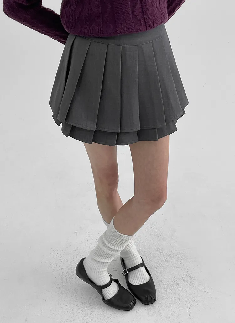 パンツ裏地ダブルプリーツスカート | blackup | 詳細画像1