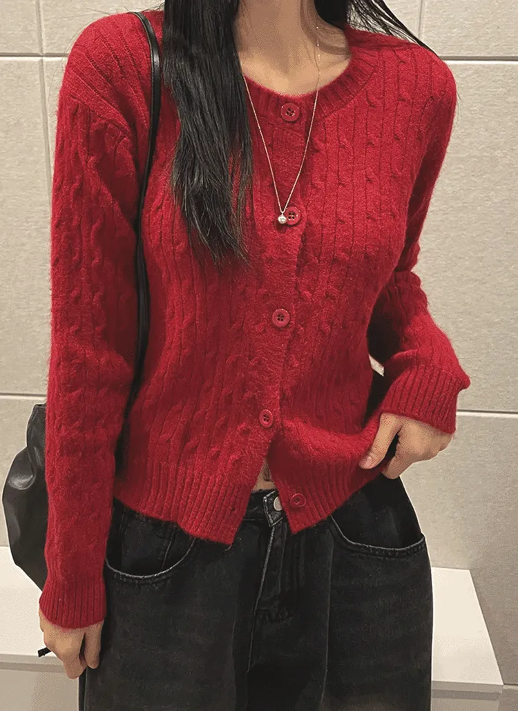 ケーブルニットボタンカーディガン | withhuilin | 詳細画像1