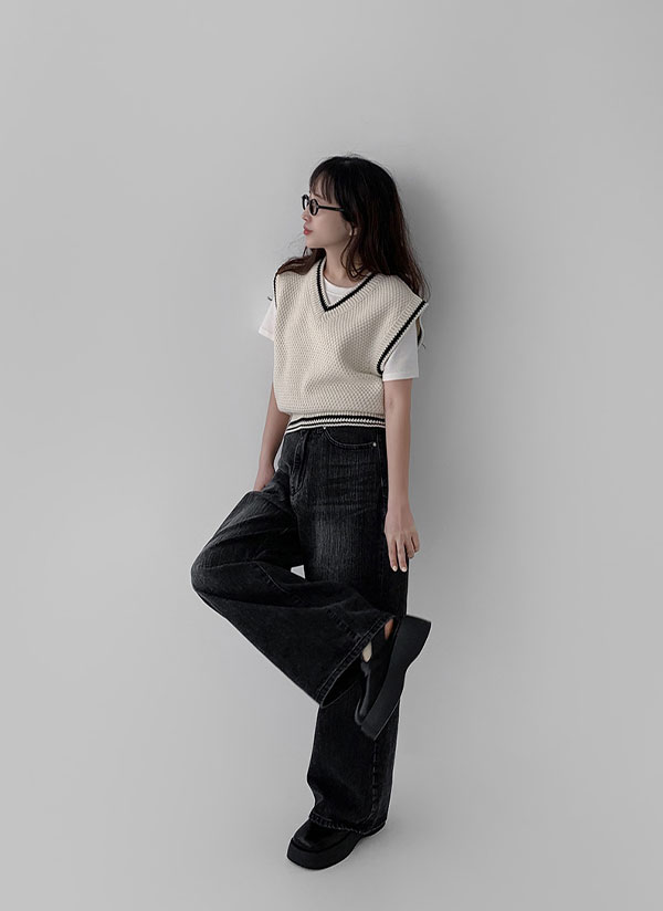 ✨新品❣️✨ ★Ｖネック ニットベスト／税込¥13750 配色Vネックニットベスト | レディースファッション通販 - DHOLIC