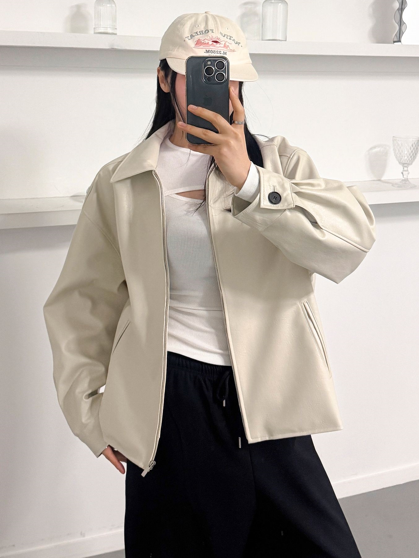 レザー調バックゴムカラージャンパー | 詳細画像2