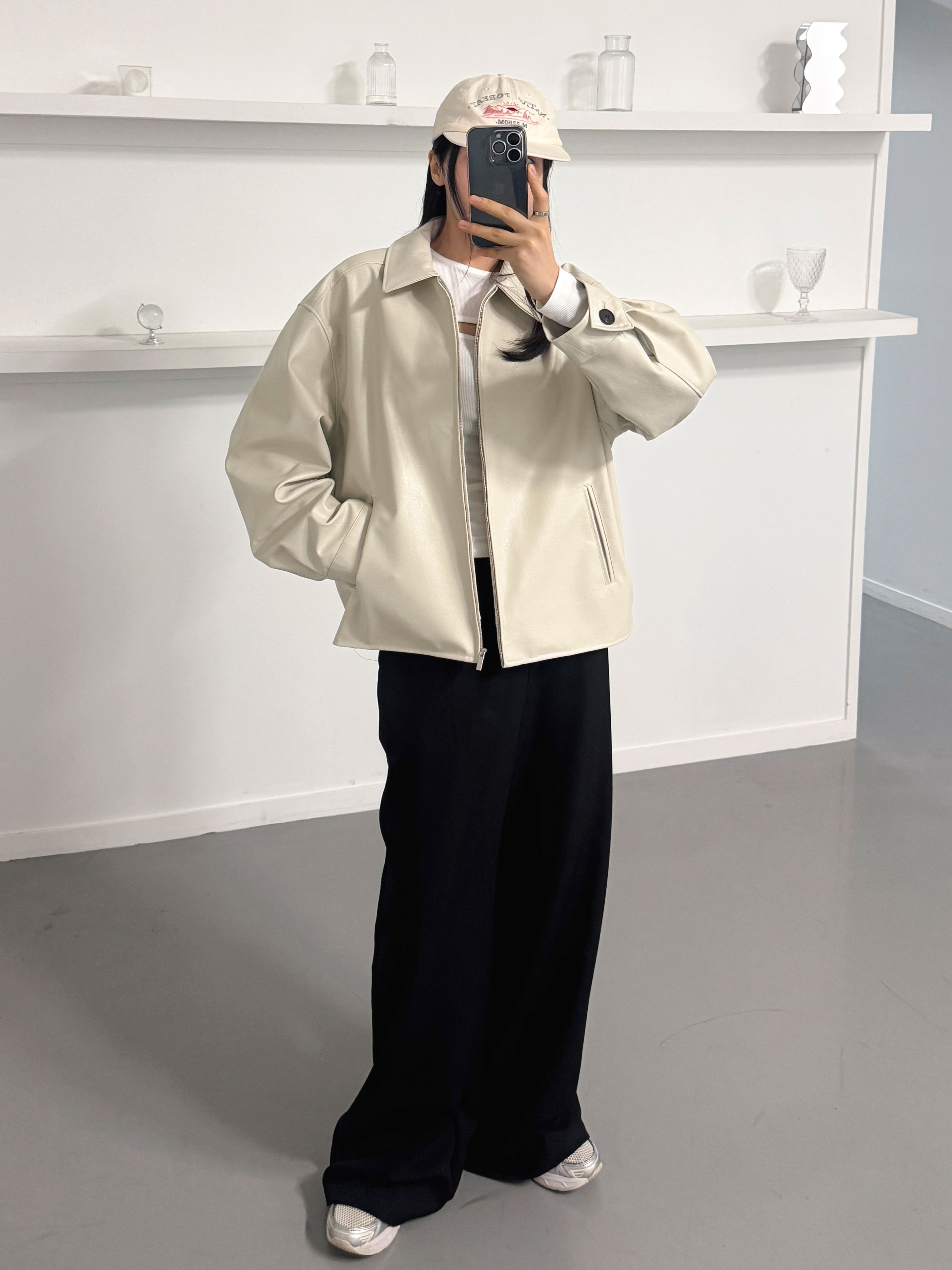 レザー調バックゴムカラージャンパー | 詳細画像7