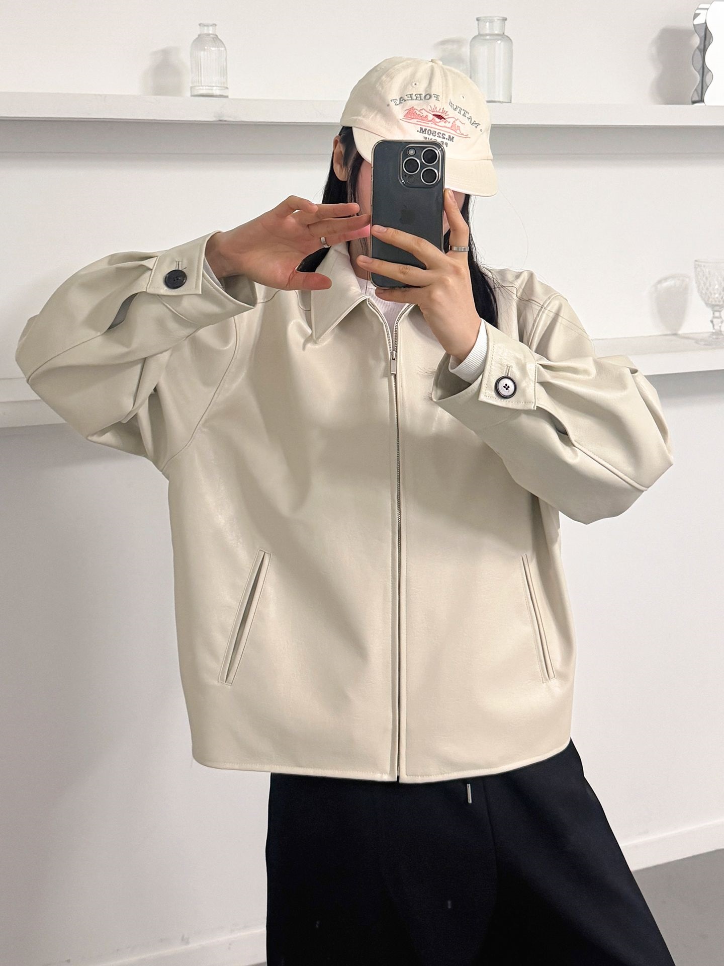 レザー調バックゴムカラージャンパー | 詳細画像14