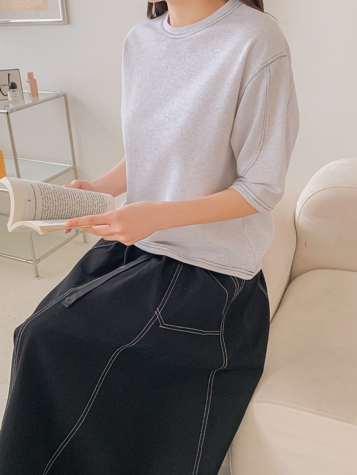 配色ステッチハーフスリーブTシャツ | 詳細画像9