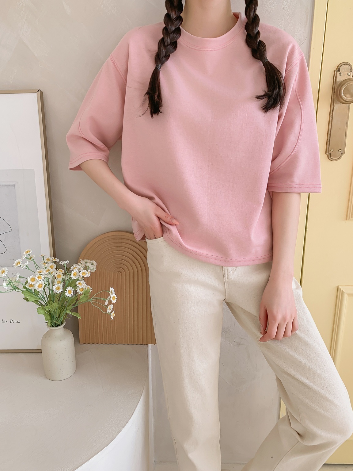 配色ステッチハーフスリーブTシャツ | 詳細画像13
