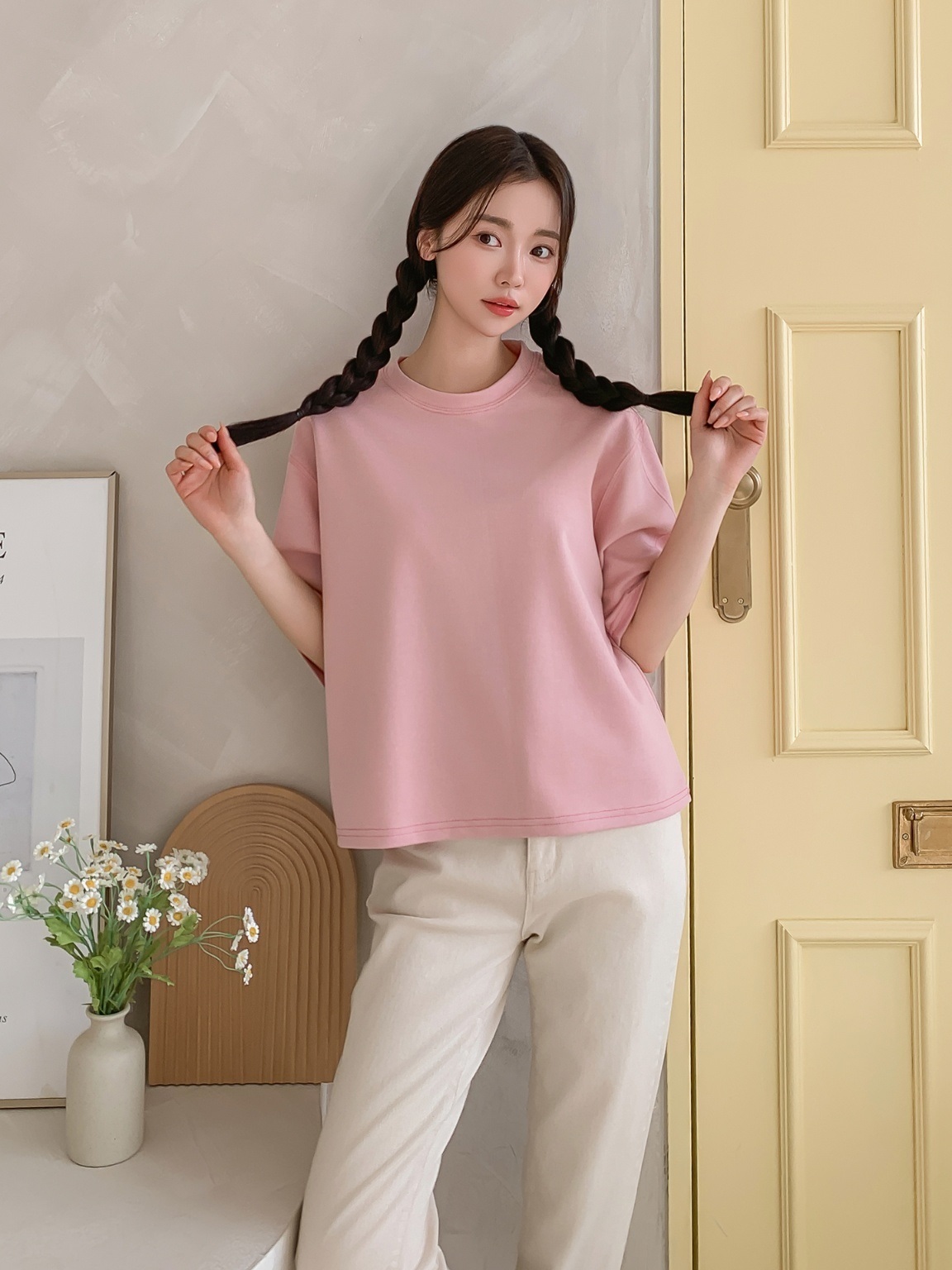 配色ステッチハーフスリーブTシャツ | 詳細画像14