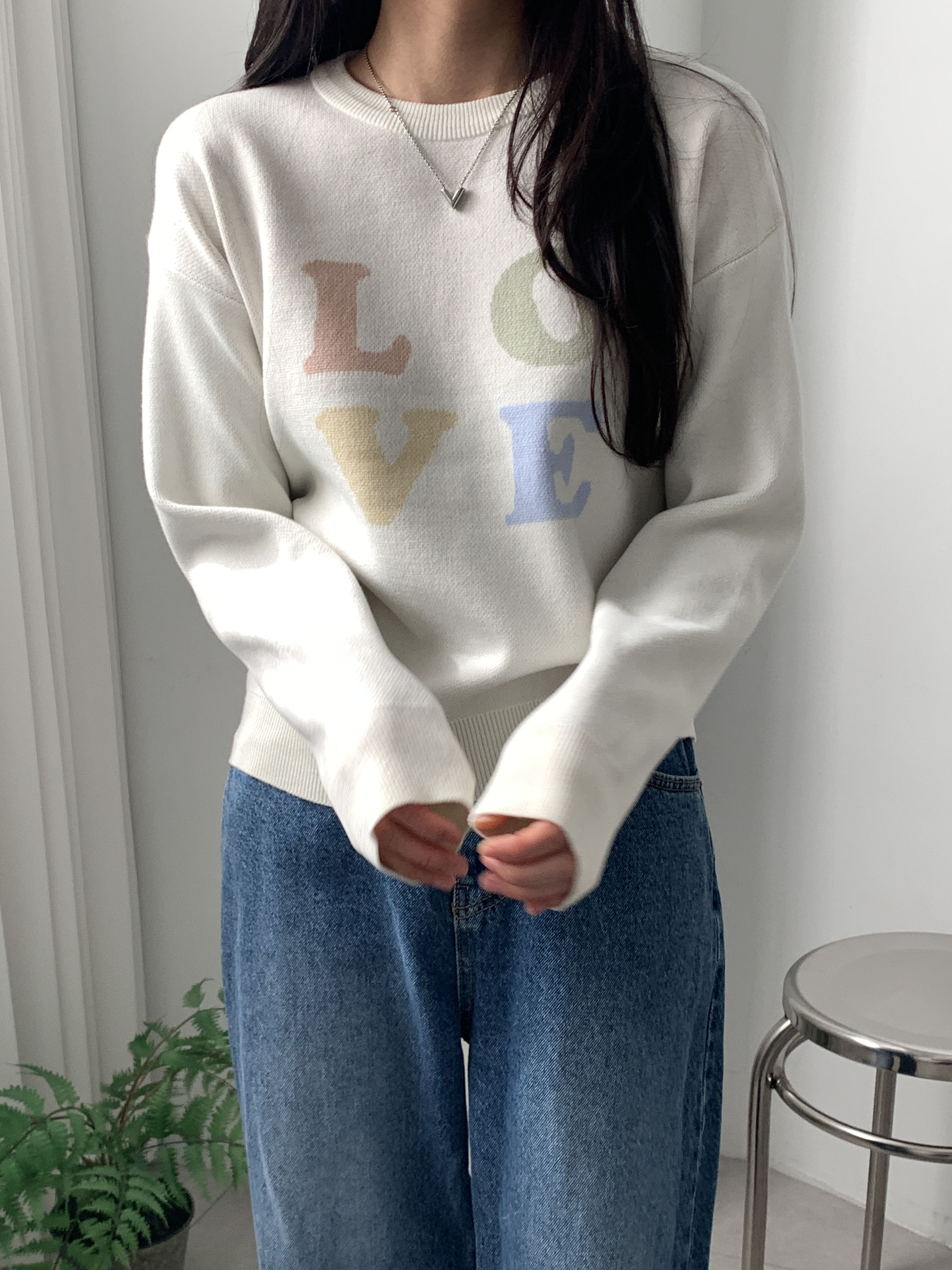 パステルLOVEロゴラウンドニット | 詳細画像2