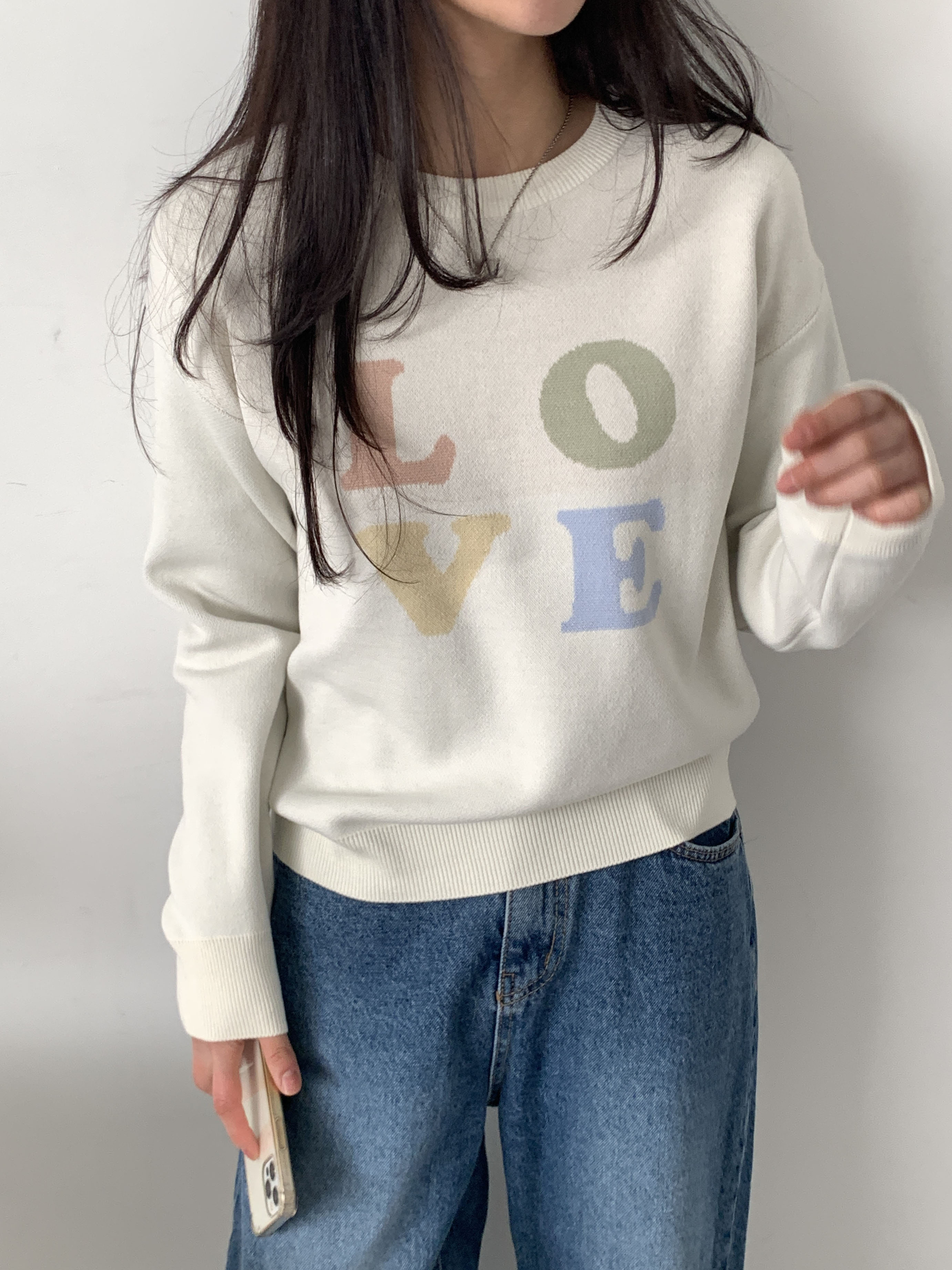 パステルLOVEロゴラウンドニット | 詳細画像4