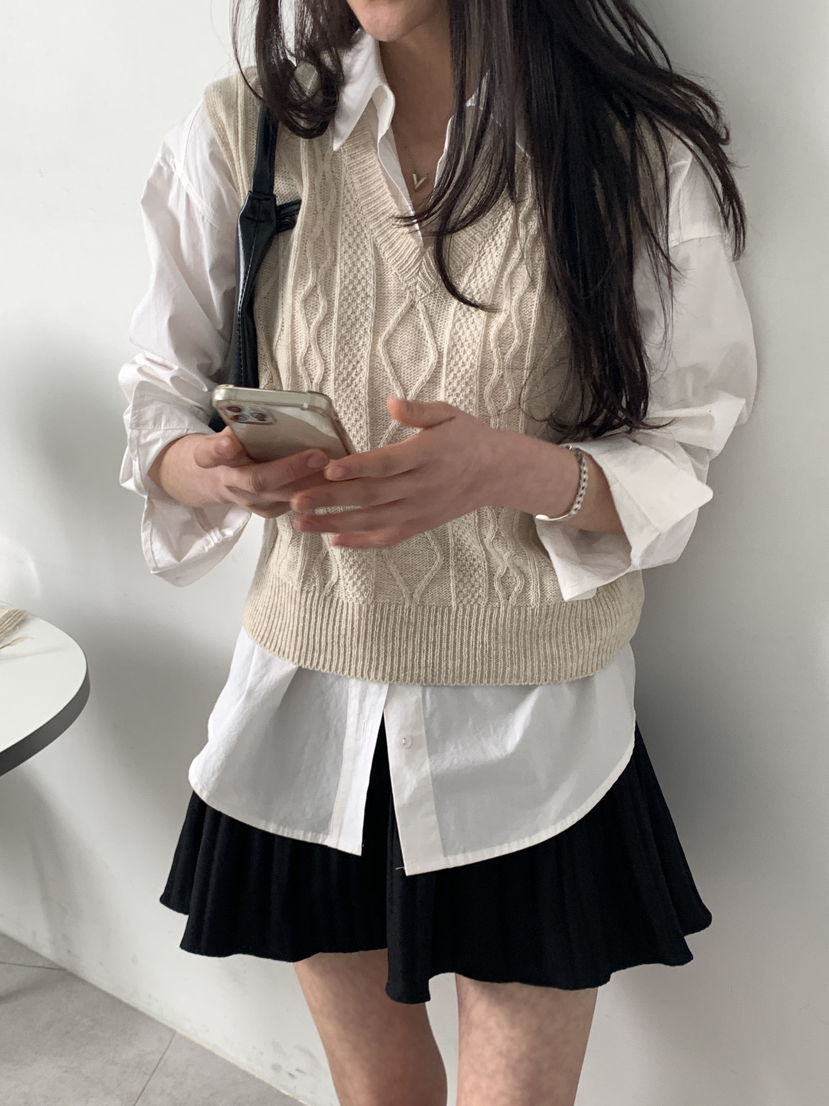 Vネックダイヤケーブルニットベスト | 詳細画像7