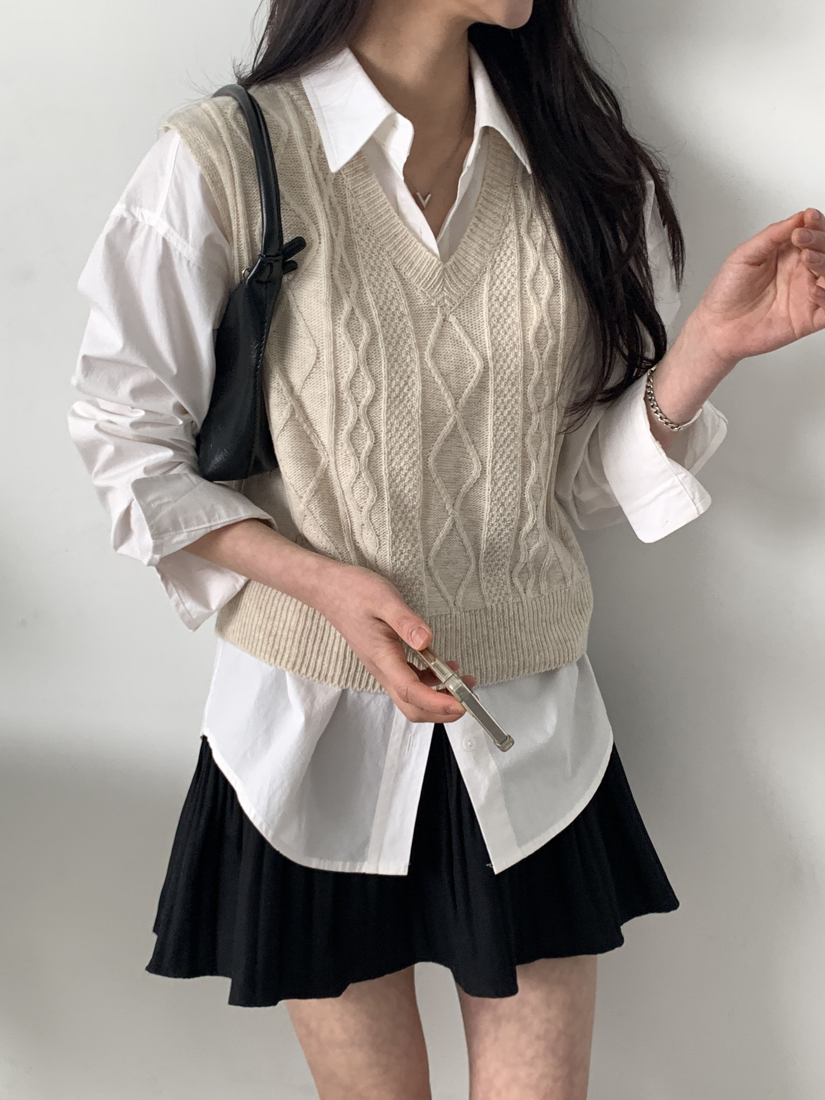 Vネックダイヤケーブルニットベスト | 詳細画像8