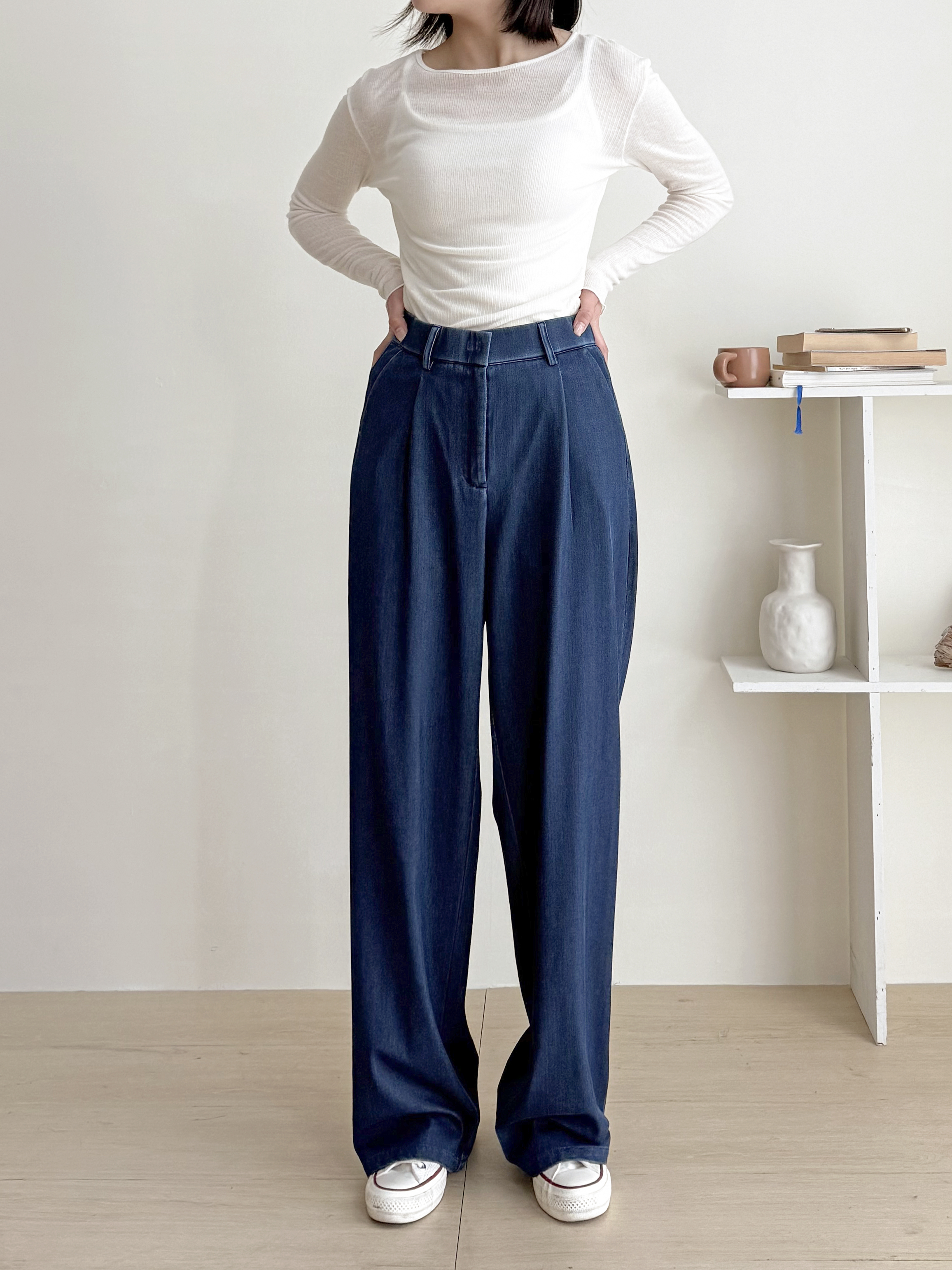 ウエストゴムホックタックワイドデニムパンツ | 詳細画像4