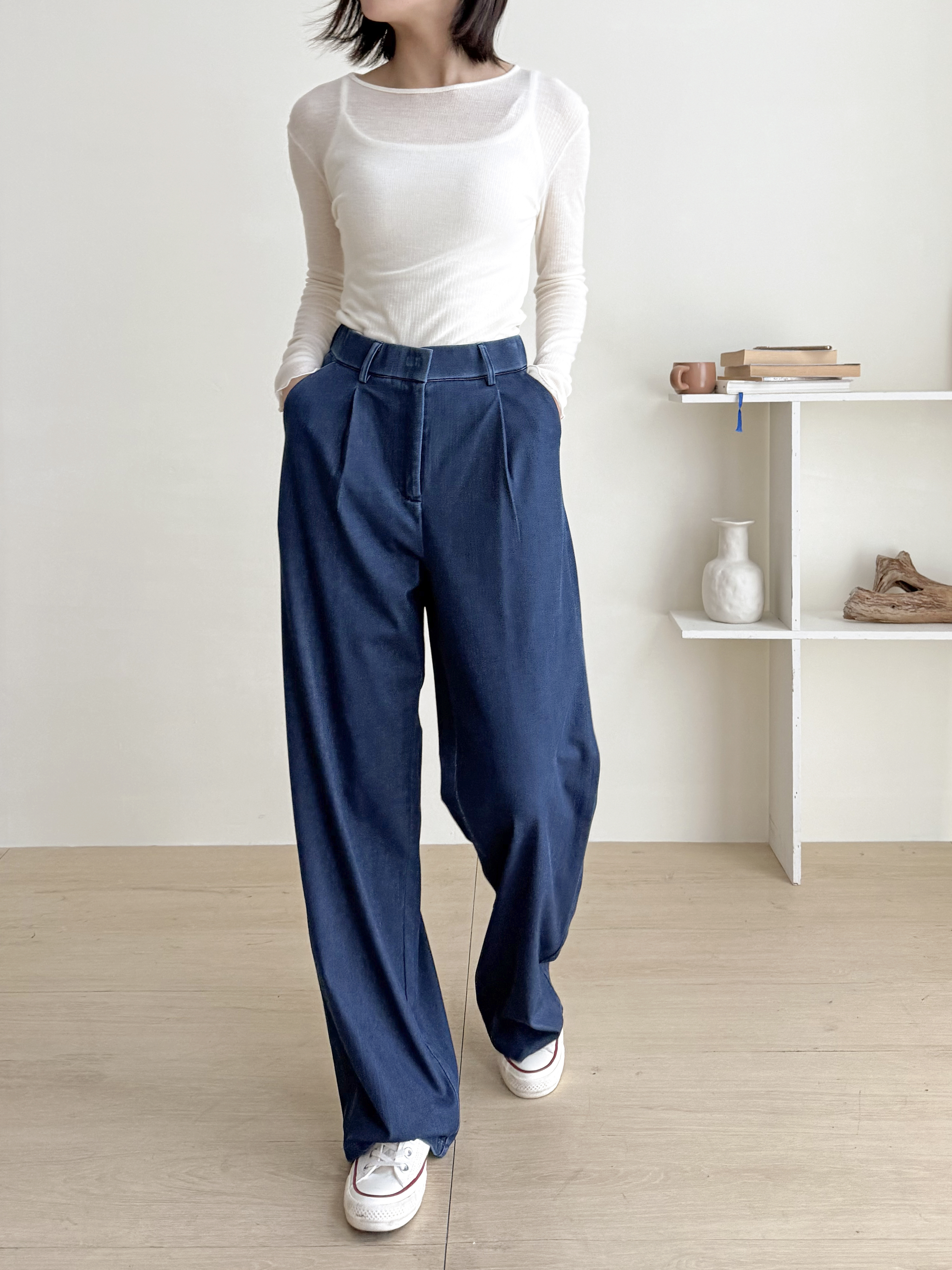 ウエストゴムホックタックワイドデニムパンツ | 詳細画像9