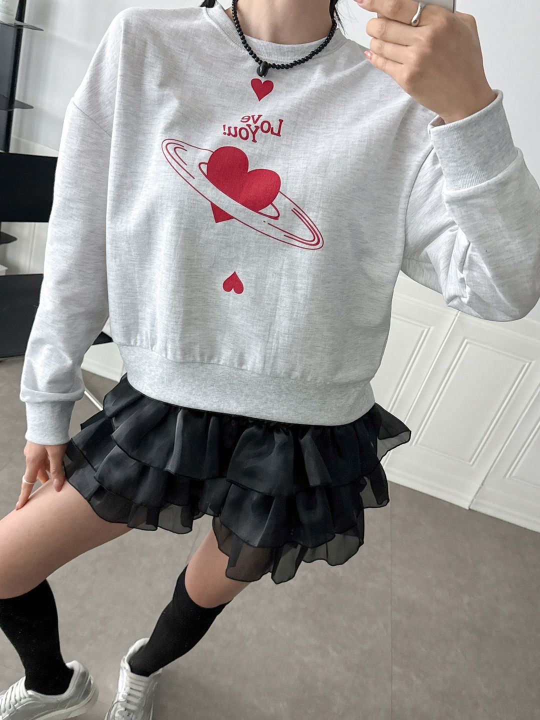 Loveハートプラネットプリントスウェット | 詳細画像2