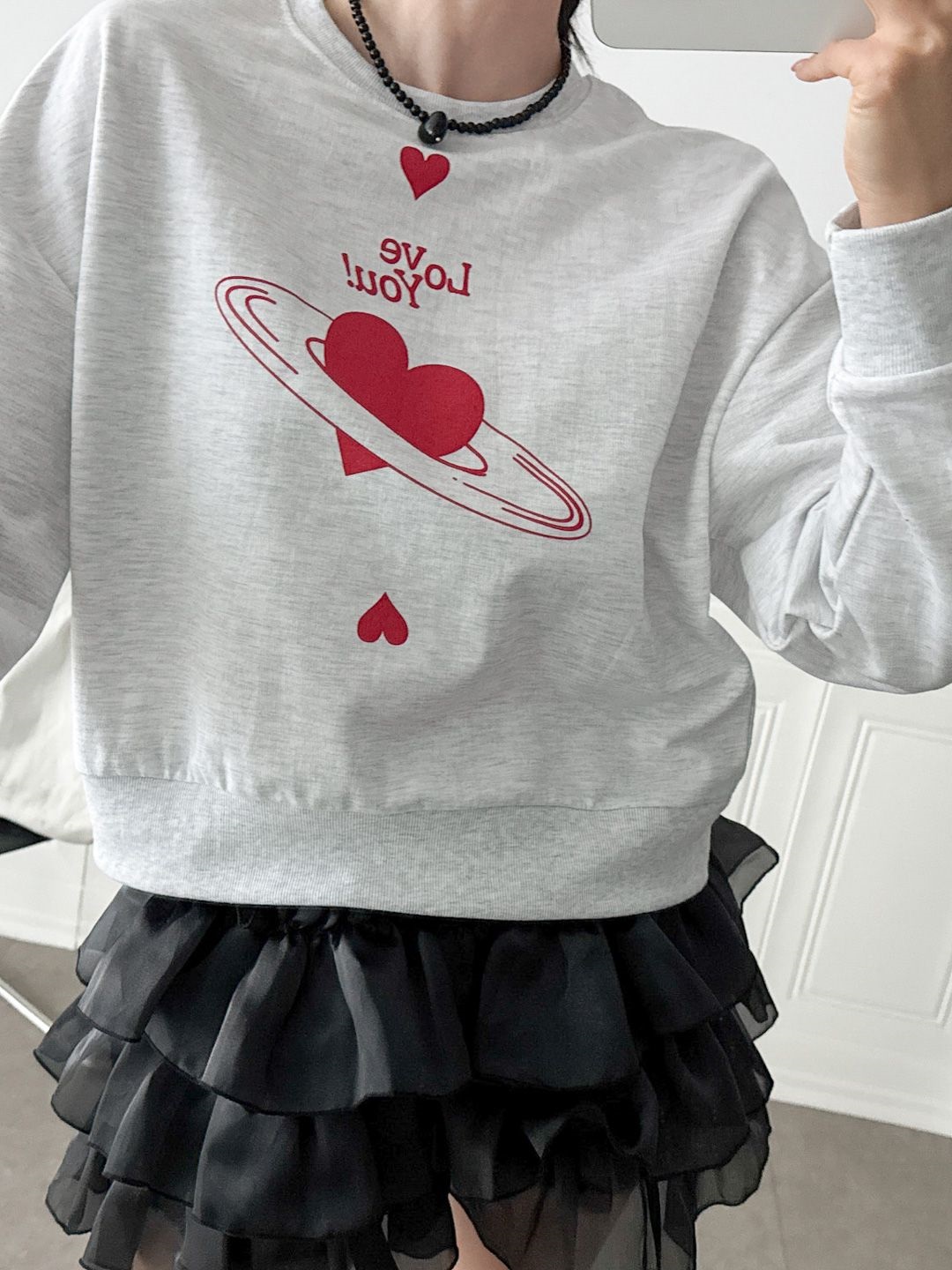 Loveハートプラネットプリントスウェット | 詳細画像4