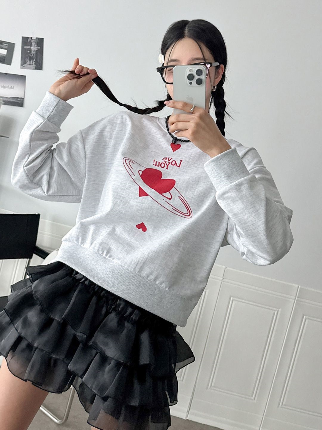 Loveハートプラネットプリントスウェット | 詳細画像5