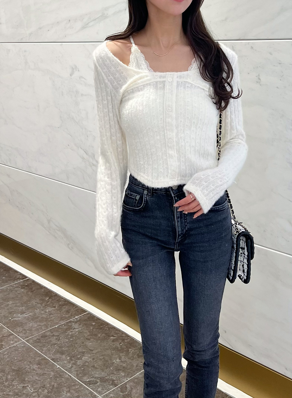 2WAY起毛レースキャミパンチングTシャツ | 詳細画像4