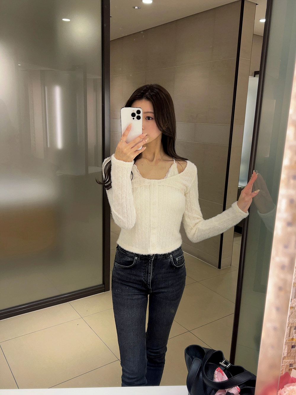 2WAY起毛レースキャミパンチングTシャツ | 詳細画像5