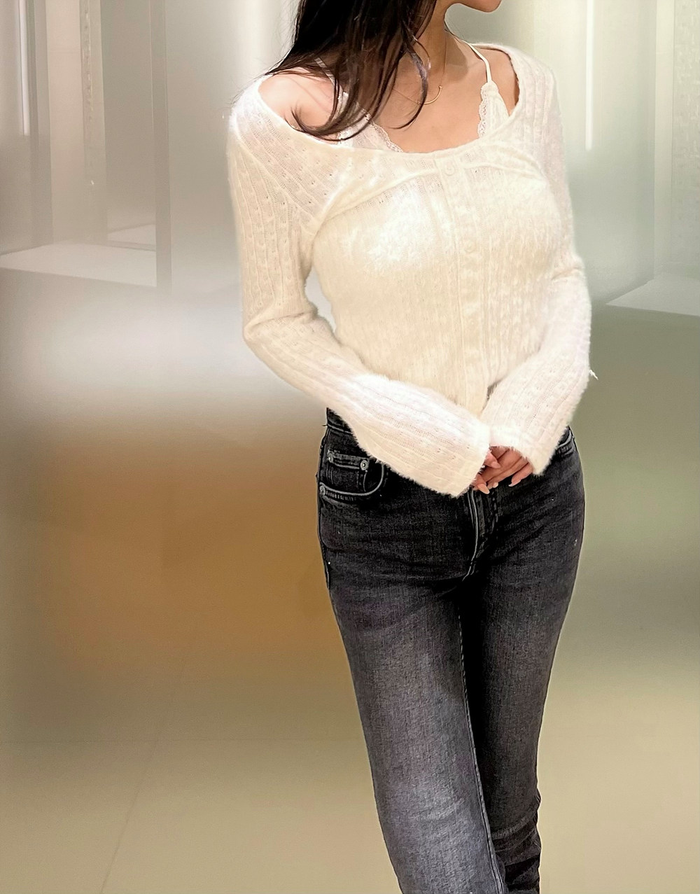 2WAY起毛レースキャミパンチングTシャツ | 詳細画像6