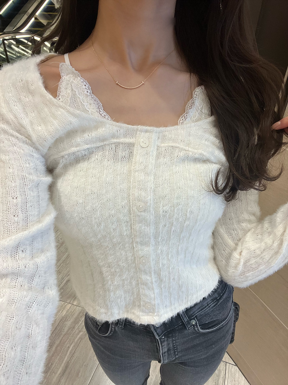 2WAY起毛レースキャミパンチングTシャツ | 詳細画像8