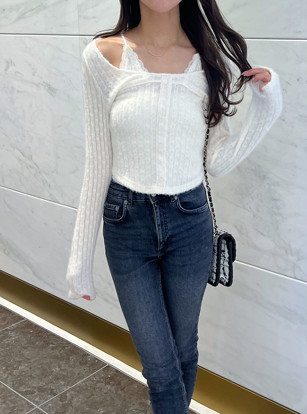 2WAY起毛レースキャミパンチングTシャツ | 詳細画像9