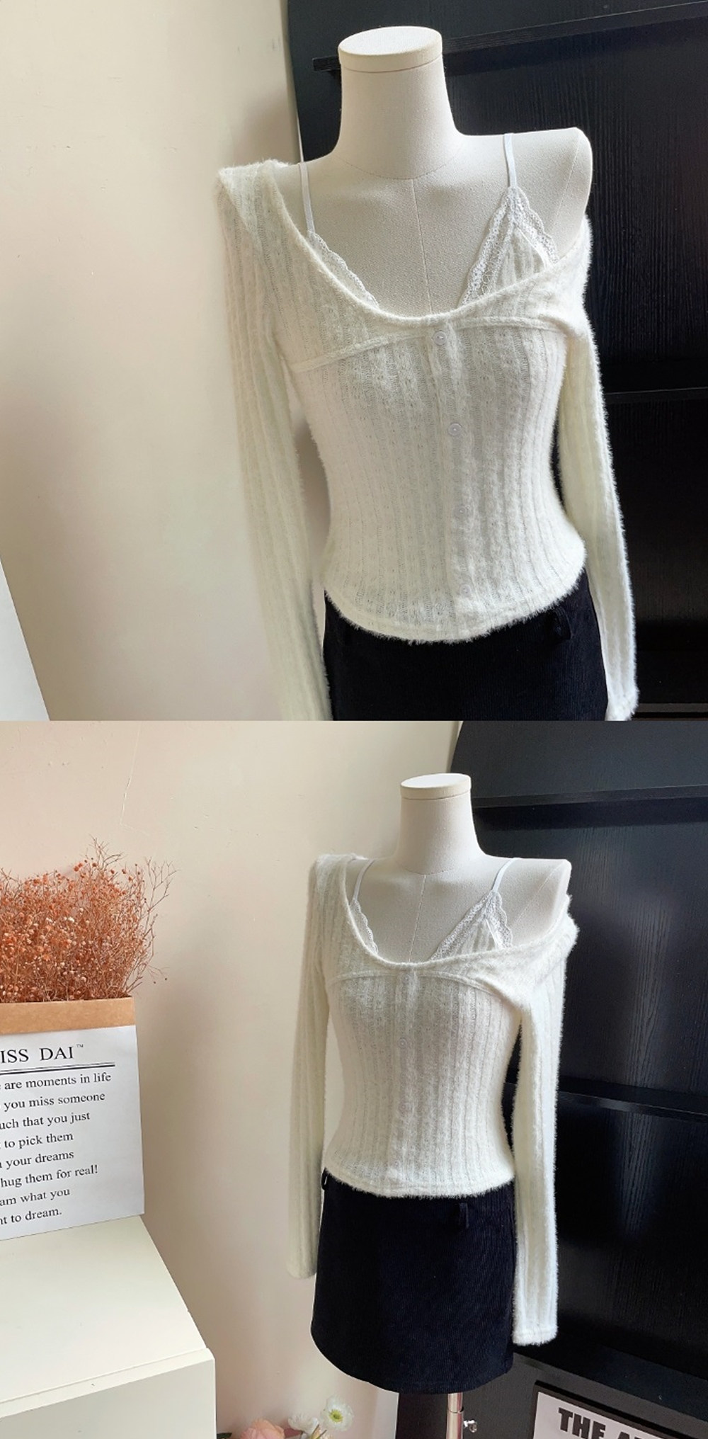 2WAY起毛レースキャミパンチングTシャツ | 詳細画像13