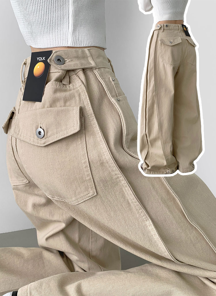 2WAYアジャストボタンフラップポケットワイドパンツ | レディース