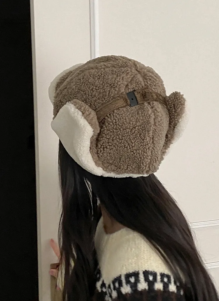 配色ムートン風リバーシブルフライトキャップ | cream creme | 詳細画像1
