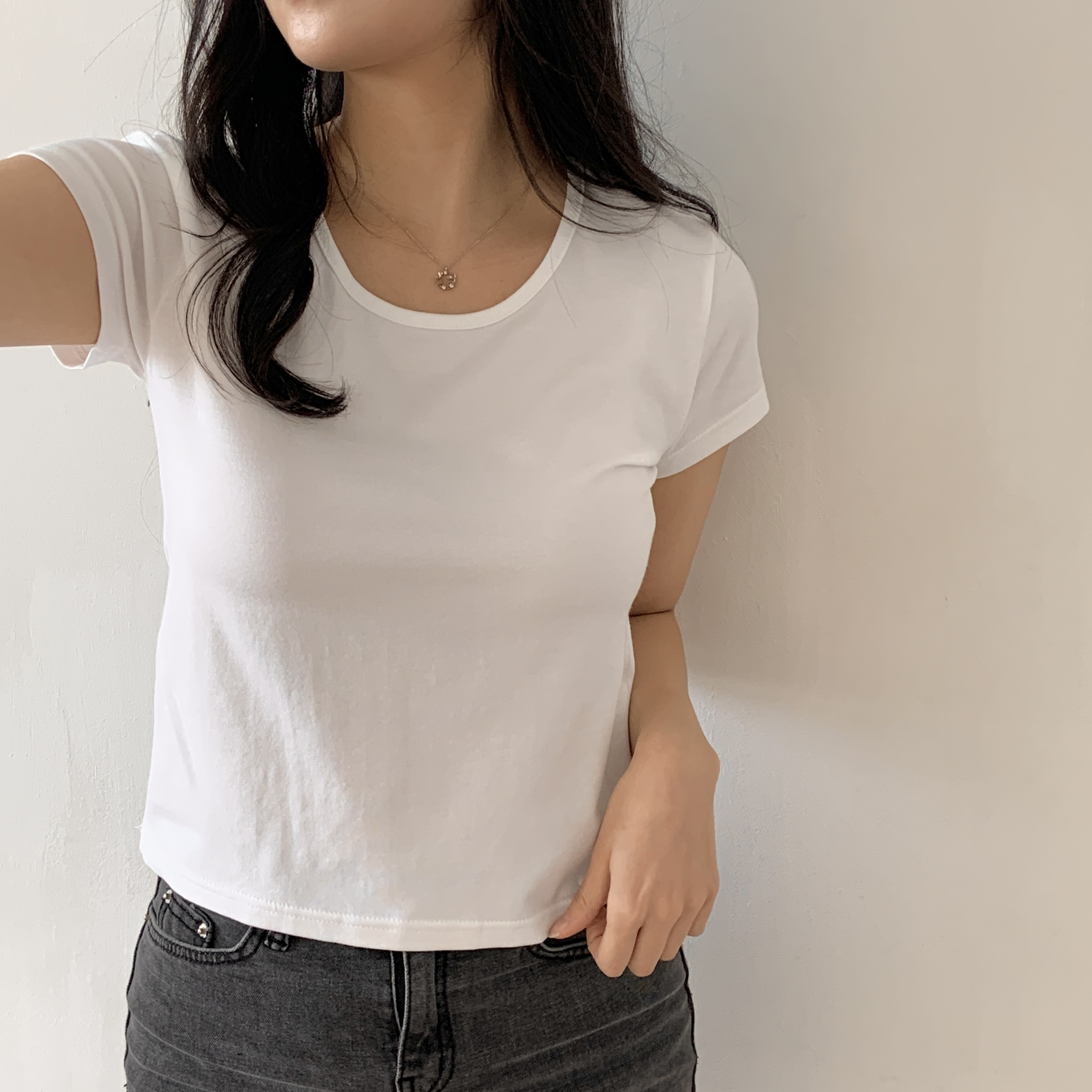モダール混クロップド半袖Tシャツ | 詳細画像9