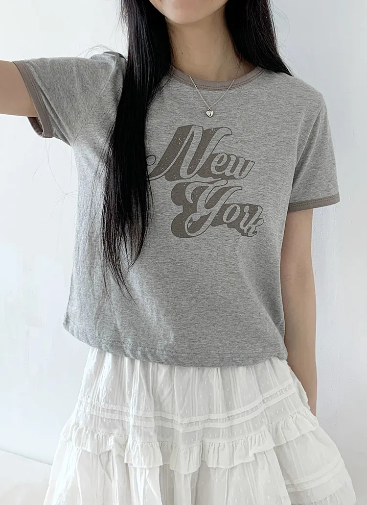 New yorkロゴリンガー半袖Tシャツ | 詳細画像1