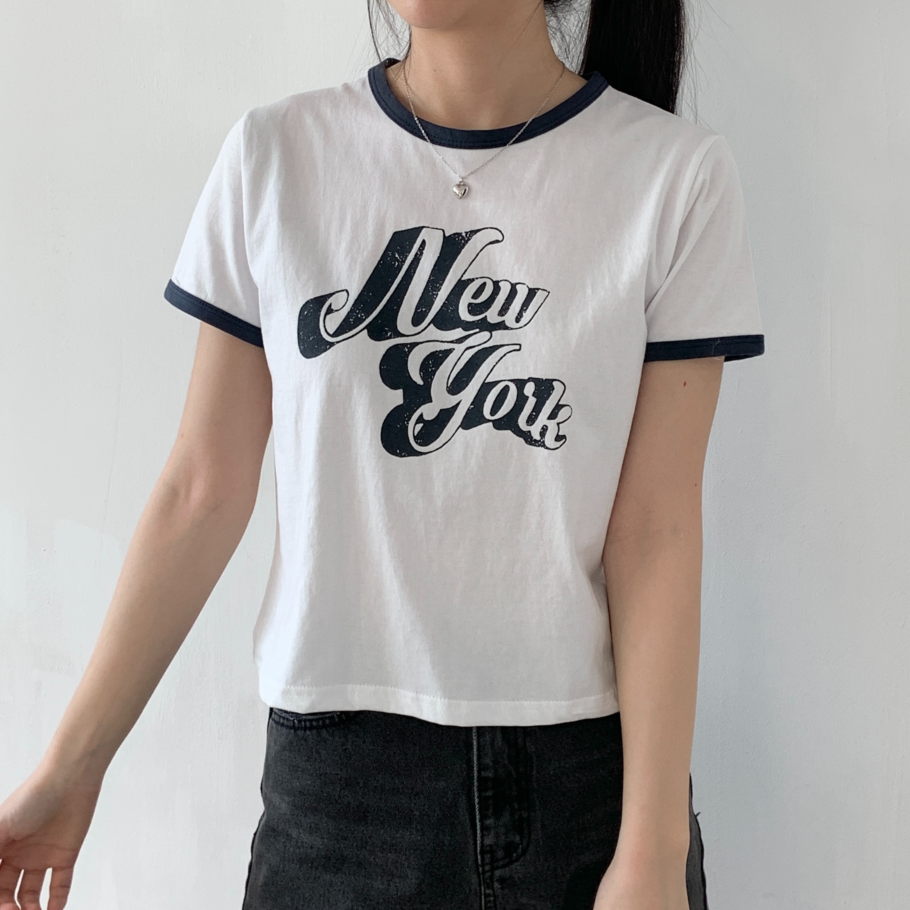 New yorkロゴリンガー半袖Tシャツ | 詳細画像11