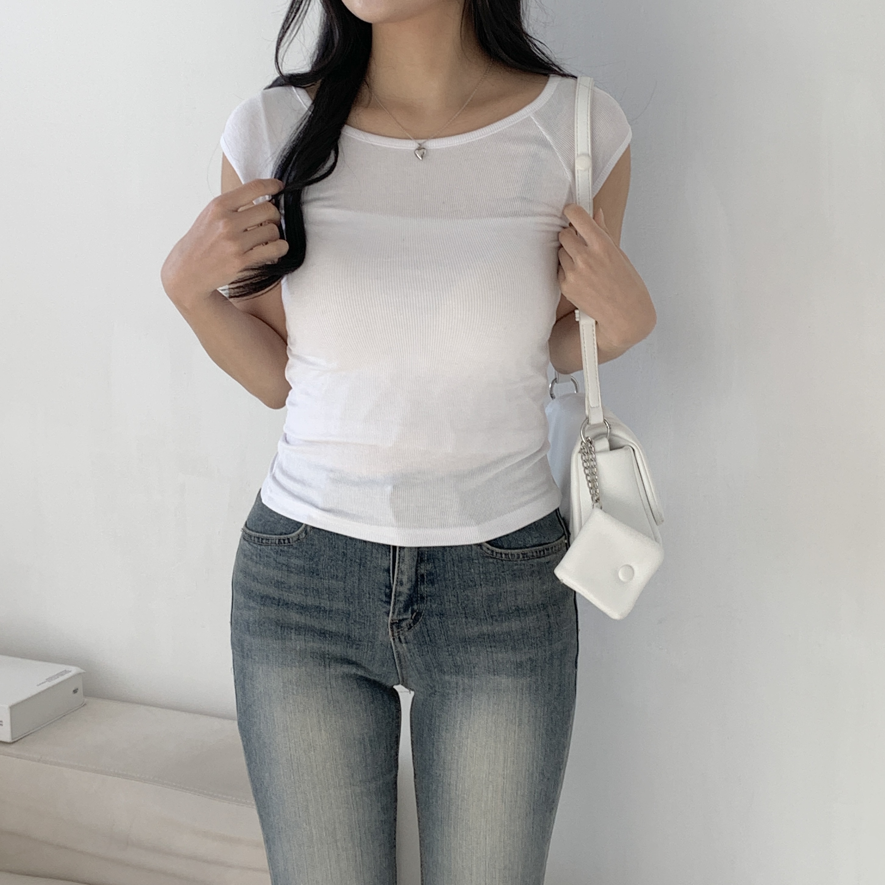 2WAYフレンチスリーブリブTシャツ | 詳細画像7