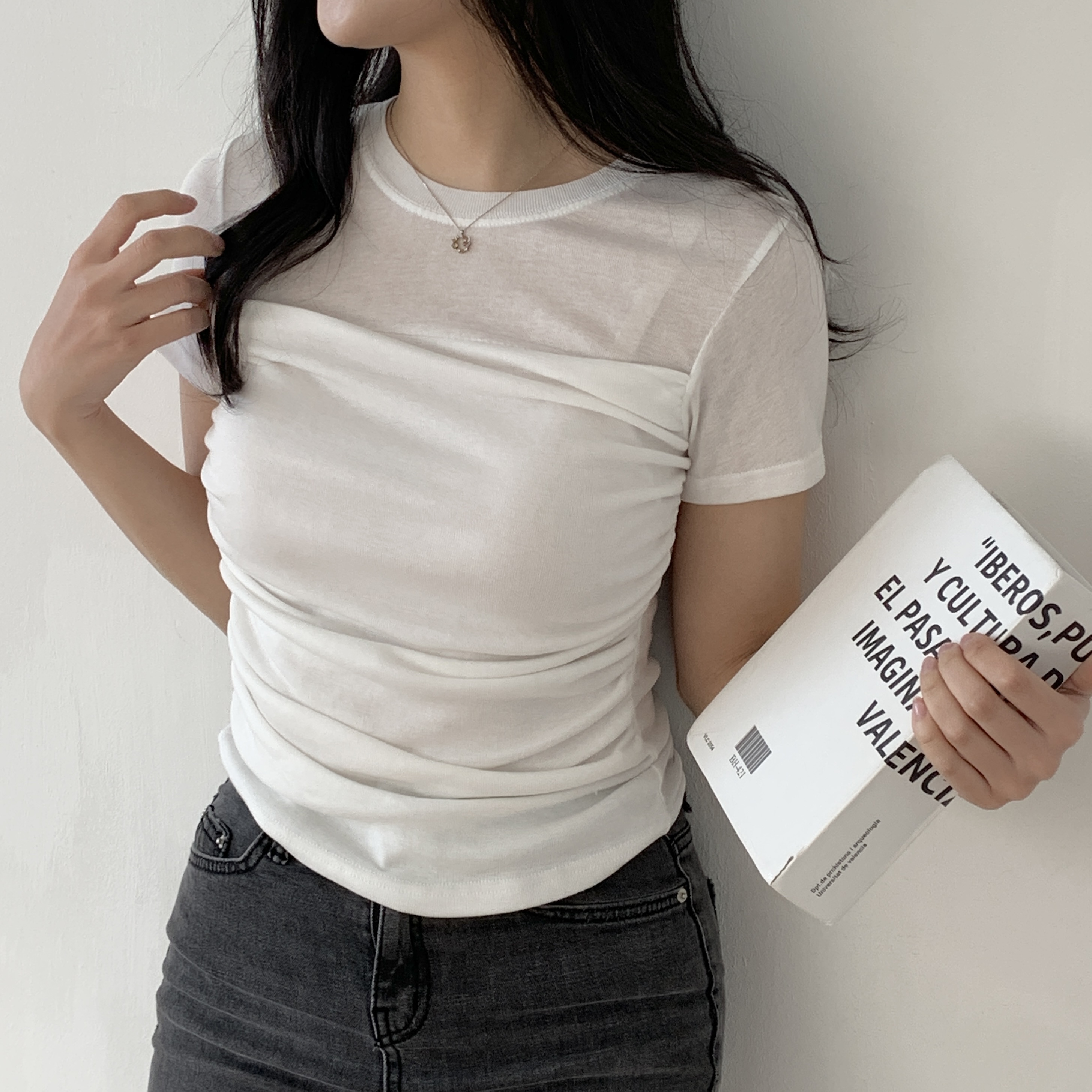 レイヤード風シャーリング半袖Tシャツ | 詳細画像3