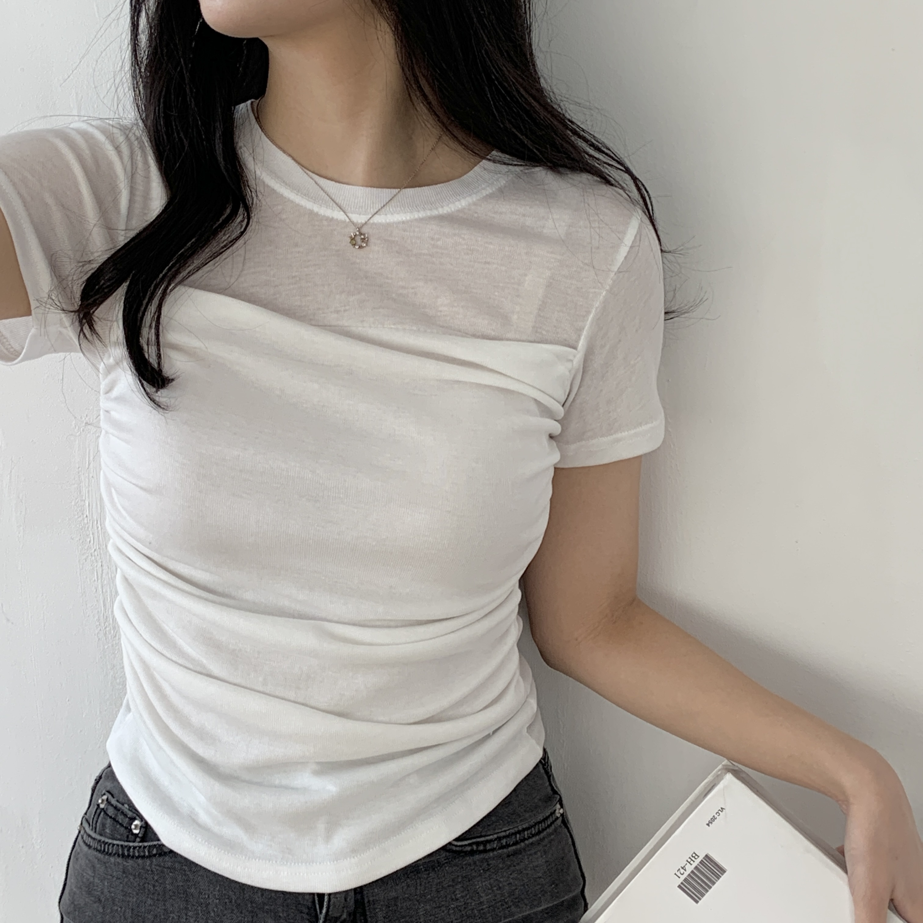 レイヤード風シャーリング半袖Tシャツ | 詳細画像6