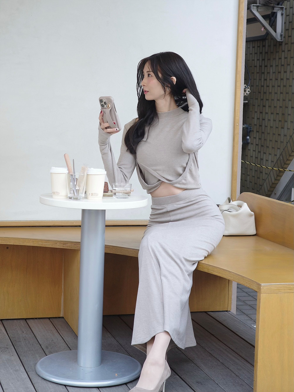 ハーフネックボレロTシャツ&マキシスカートSET | 詳細画像3