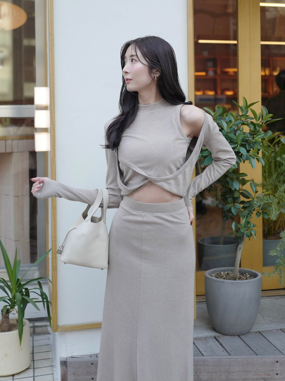 ハーフネックボレロTシャツ&マキシスカートSET | 詳細画像5