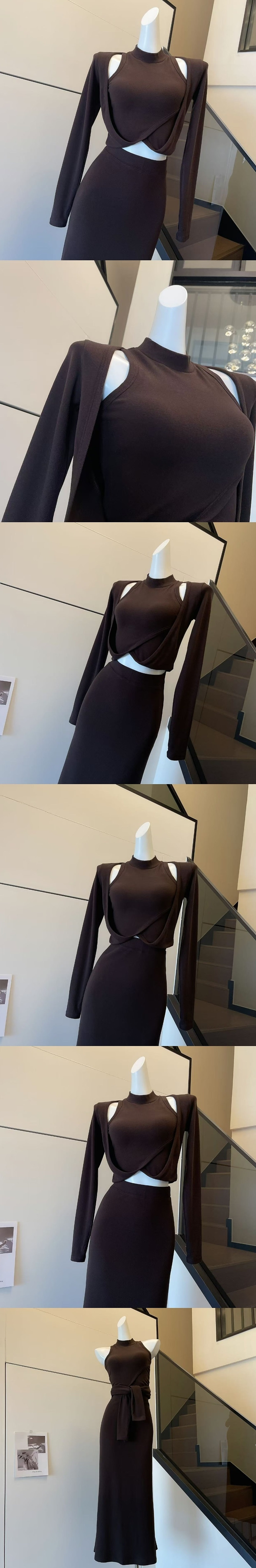 ハーフネックボレロTシャツ&マキシスカートSET | 詳細画像15