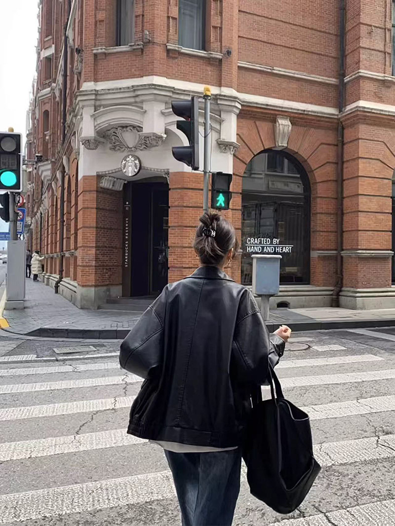 レザー調カラーゴムヘムジャンパー | 詳細画像6