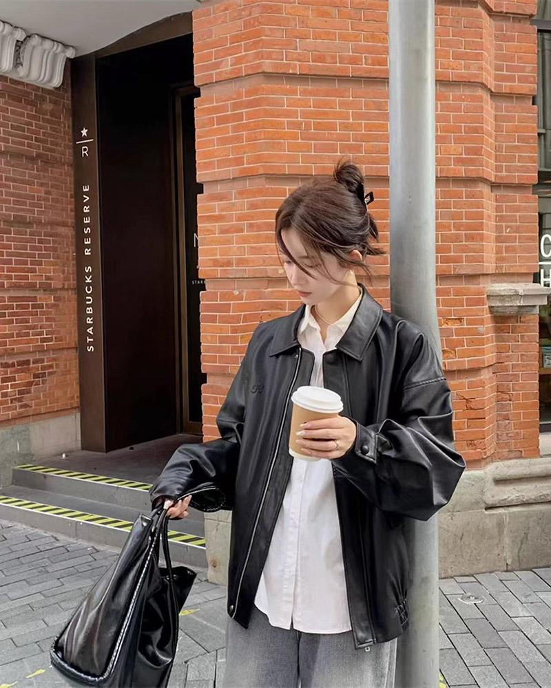 レザー調カラーゴムヘムジャンパー | 詳細画像7