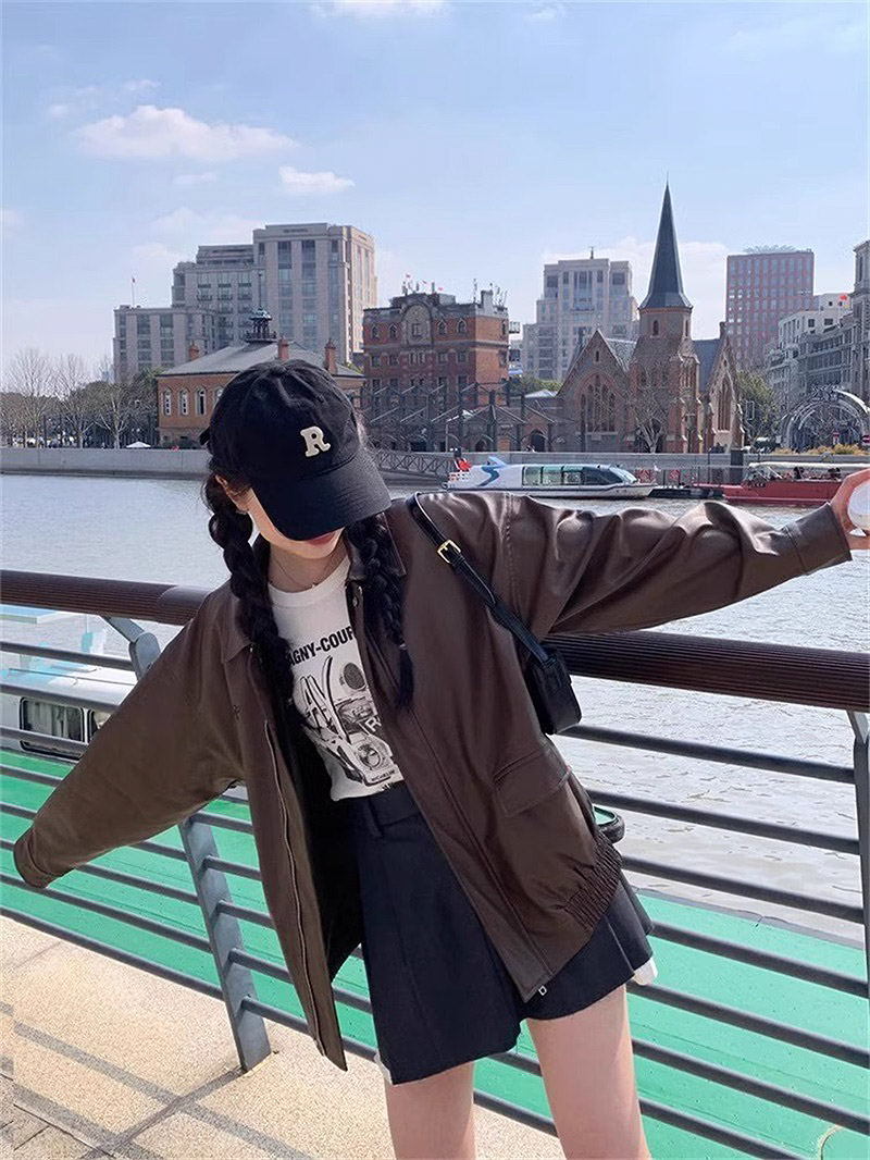 レザー調カラーゴムヘムジャンパー | 詳細画像9