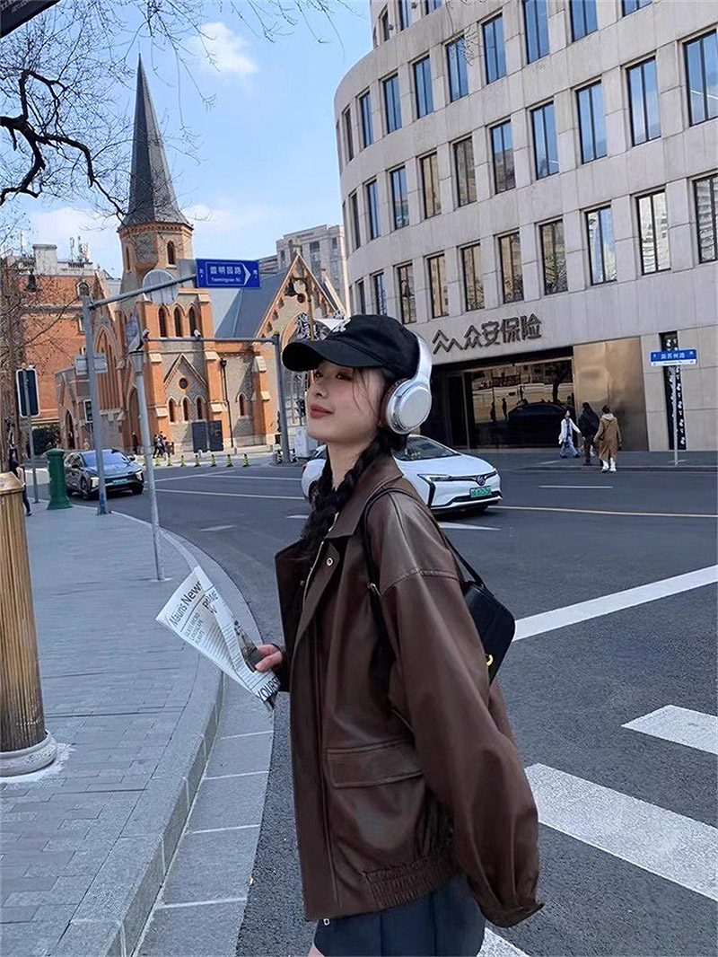 レザー調カラーゴムヘムジャンパー | 詳細画像11